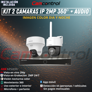 KIT 2 CAMARAS IP 2MP 360º + AUDIO