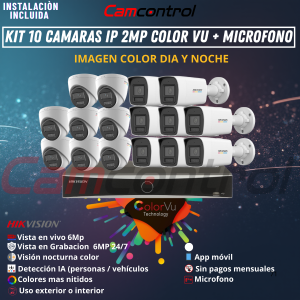 KIT 16 CAMARAS IP 6MP COLOR VU + MICROFONO